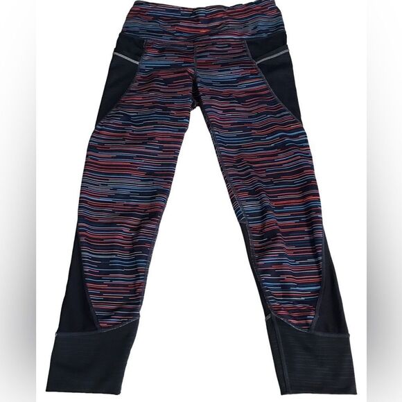 Athleta Navy Tight Striped Legging Crop Yoga size ST - Picture 1 of 16